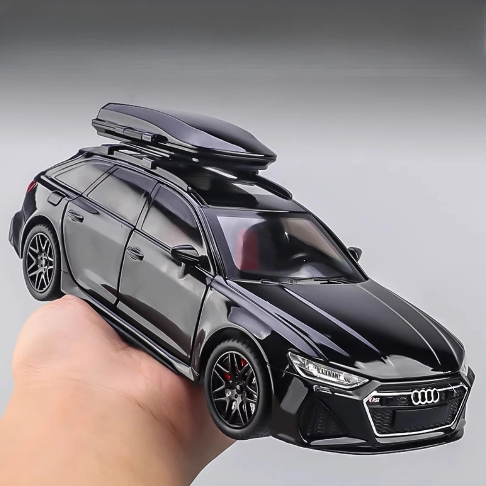 1:24 Scale Audi RS6 Model Car Toys Alloy Die-casting 6 Doors Opened Sound Light Pull Back Ornament Vehicles Festival Child Gifts