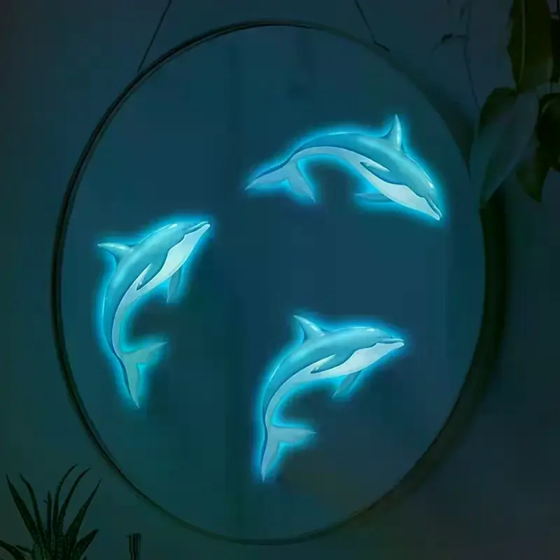 Glow-In-The-Dark Dolphin Sticker Luminous Decal Self-Adhesive Removable Bathroom Sink Stickers Wall Stickers Car Decals