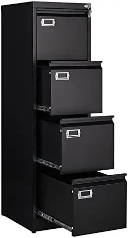 4 Drawer File Cabinet, Filing Cabinets for Home Office, Metal Vertical File Storage Cabinet with Lock, Locking File