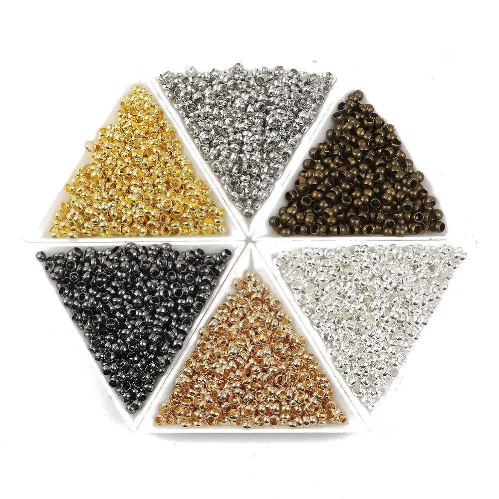 Wholesale 1.5/2/2.5/3/3.5/4mm Ball Crimp End Beads Stopper Spacer Beads For DIY Necklace Jewelry Making Findings Accessories
