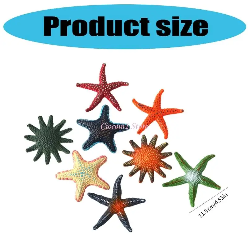 Y1UB Star Star Fish Accesorios piscina Pack 8 Toy figuras animales mar para niños Entrenamiento buceo del