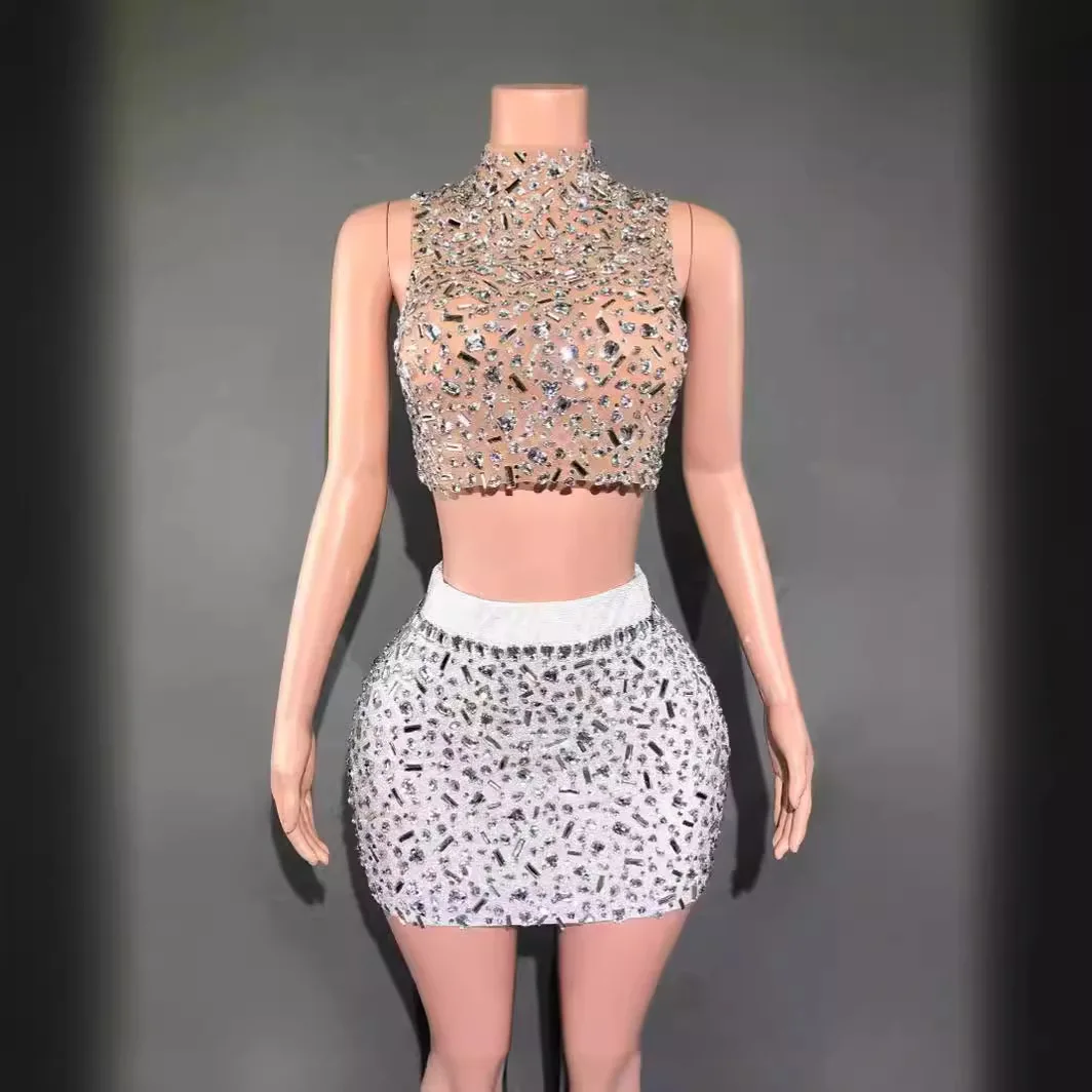 

Long Tassel Rhinestone Pearl Shining Gorgeous Star Slim Party Dress For Host Stage Performance Party High-End Performance Dress