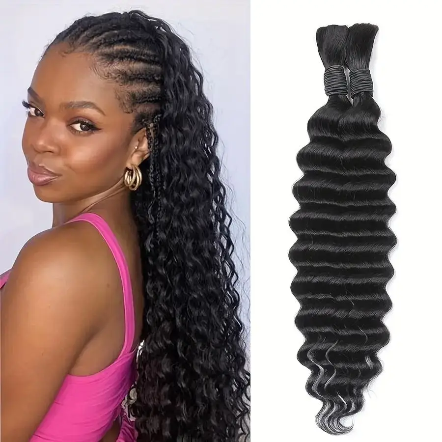 

[Девственные волосы] 100% необработанные бразильские девственные человеческие волосы | Свободные объемные волосы с глубокими волнами для микроплетения 50 г/шт., вьющиеся без утка