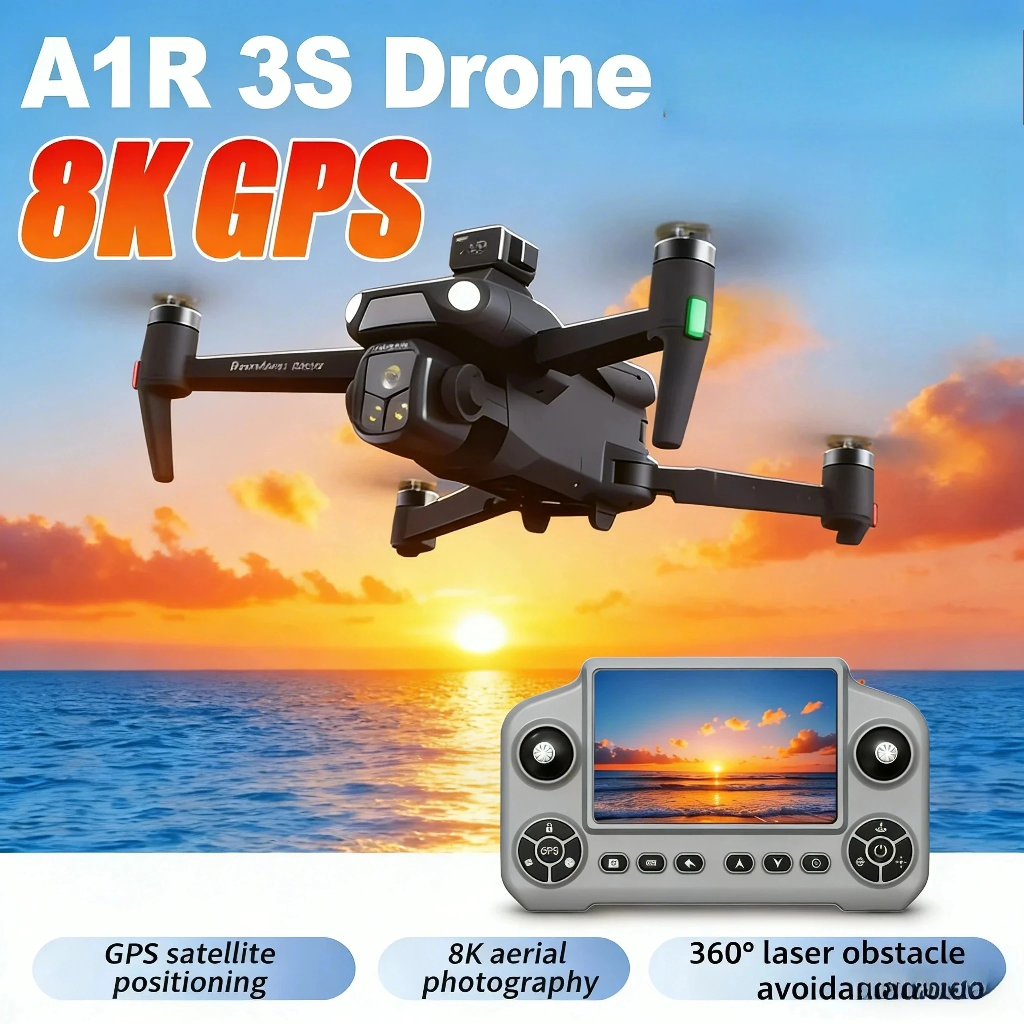 Original A1R 3S Drone 8K Profesional GPS  FPV Brushless Laser obstacle avoidance Aerial Optical Foldable Quadcopter  Dron toy