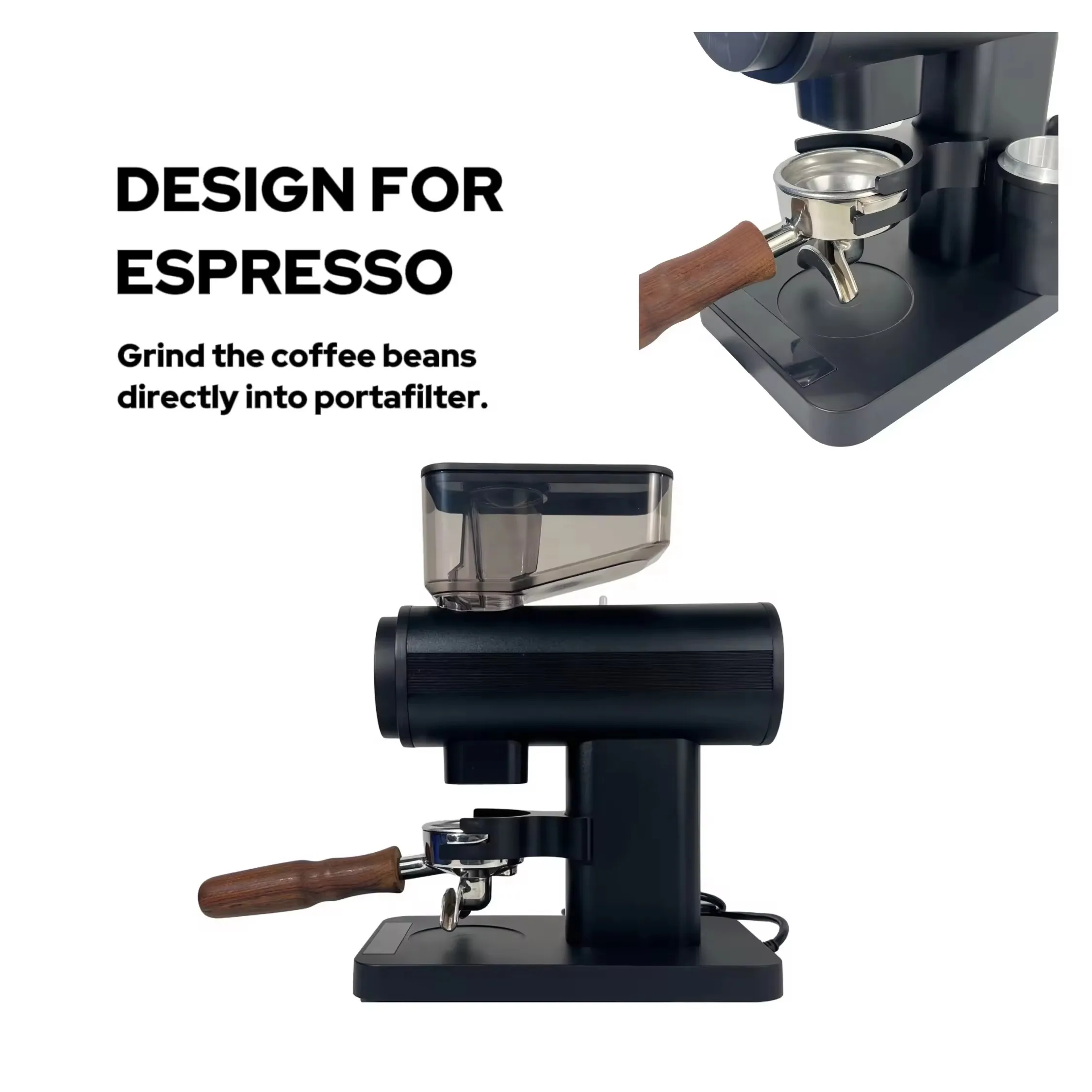 Macinacaffè elettrico 2 in 1 in acciaio inossidabile con controllo touch, smerigliatrice per chicchi di caffè espresso per uso domestico