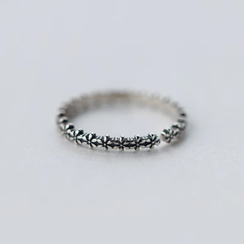 Ry 925 Sterling Silber Blume Fingerring Dame zierlichen zarten Fingers chmuck für das tägliche Leben Vintage verstellbare Accessoires Geschenk