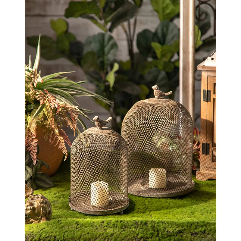 Brown Metal Crafts Vintage Birdcage Candlestick Home Decoration Wedding Props Candlestick
