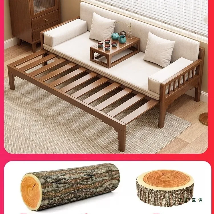 New Chinese Arhat bed push-pull bed tea table chair combination small retractable bed