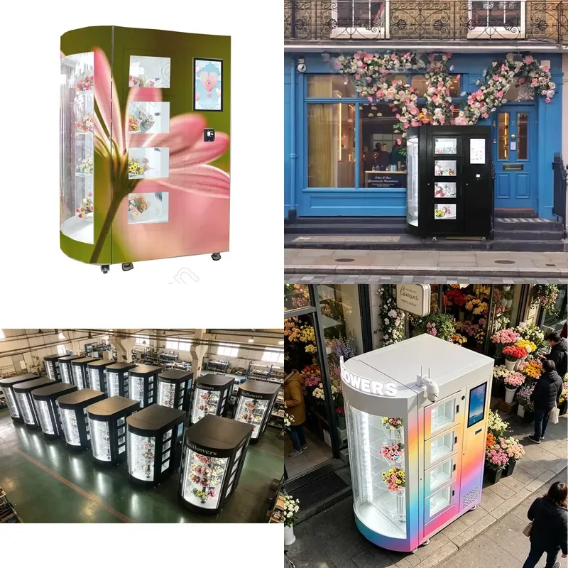 Smart Rose Fresh Flower Bouquet Delivery Vending Locker Machine for Big Size Flowers Single Rose Lily With Refrigerator