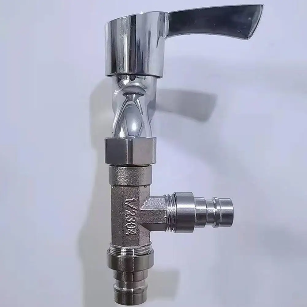 Stainless Steel 3-Way Diverter, Thickened Male and Female Tee, Flexible Removable Cap Connector (Top), T-Adapter Connector for A