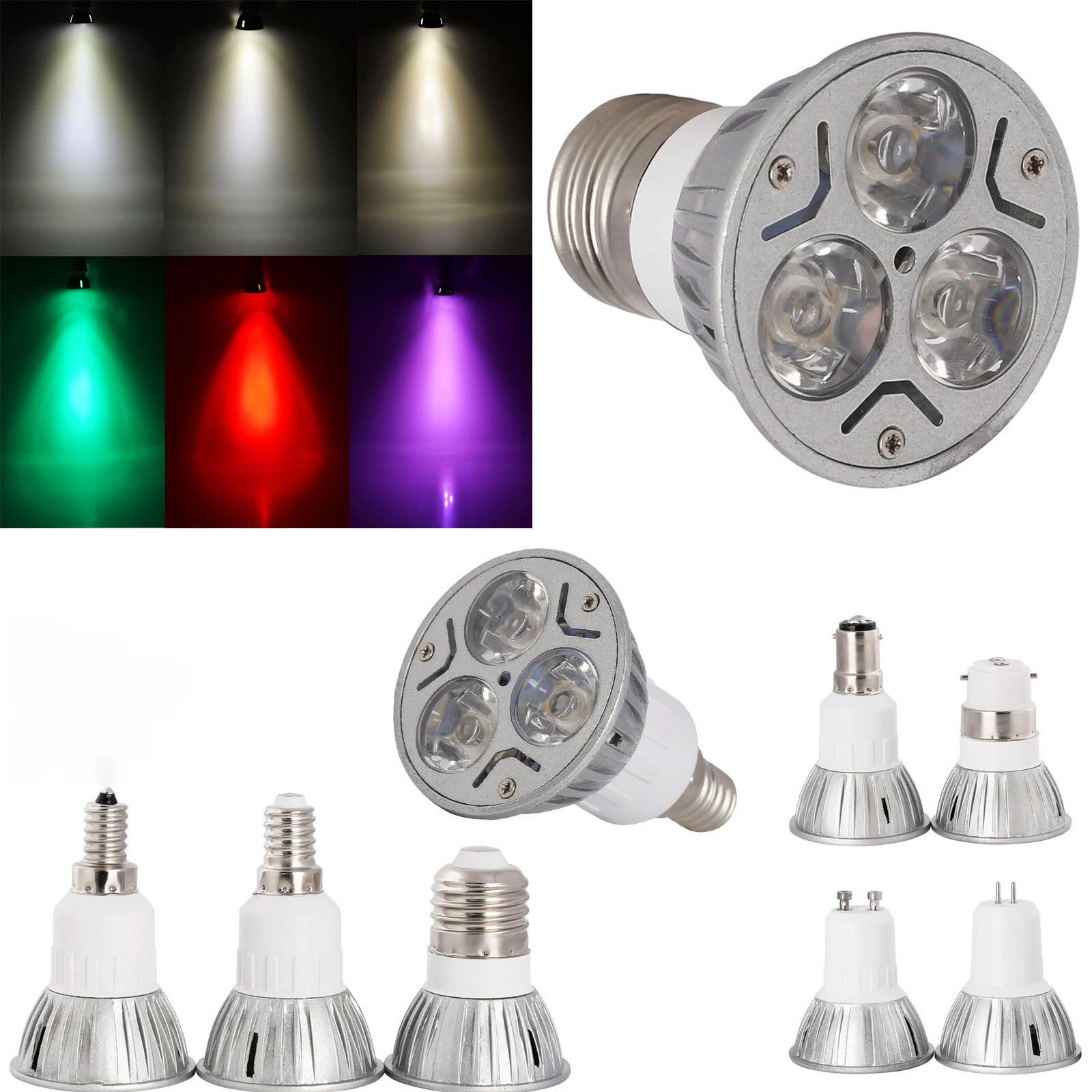 Dimmable 3W LED Spot Lights Energy Saving ES E27 SES E14 GU10 BC B22 Bulbs Lamps