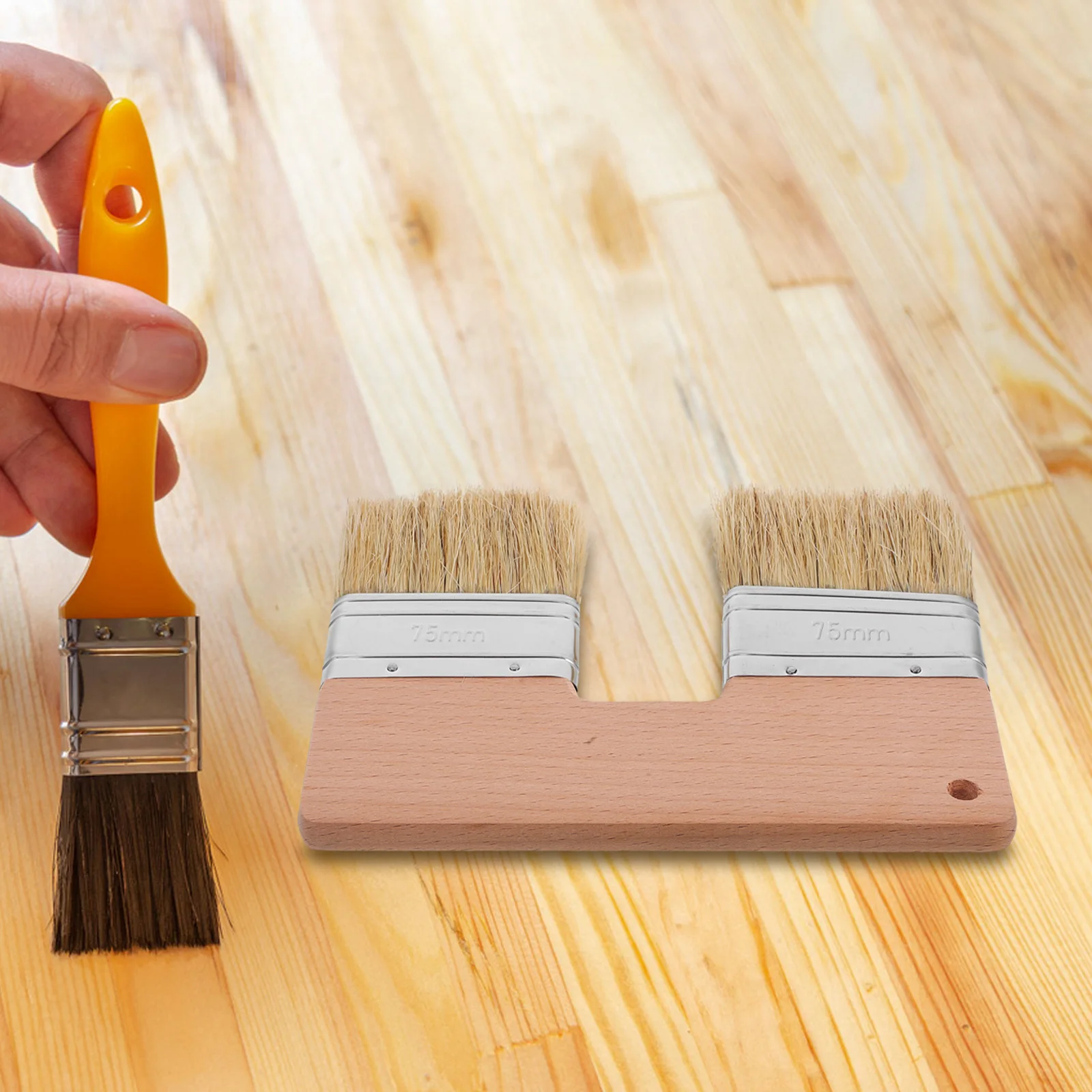 Pennello con setole naturali Pennello piatto a doppia testa per pittura murale su tela Applicazioni a olio acrilico Vernice piatta