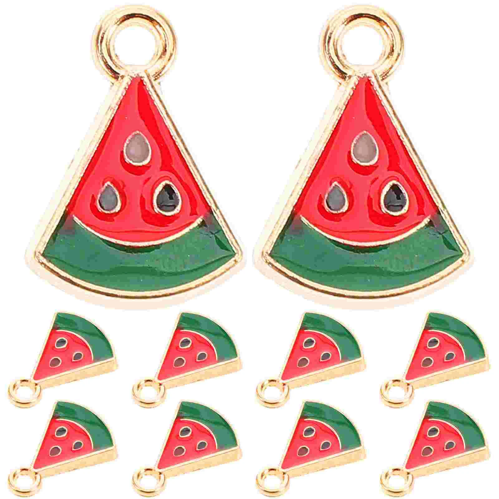 20pcs Mini Watermelon Shaped Charms DIY Necklace Pendants Key Chain Pendant Alloy Bracelet Accessories Pendant (Colorful)