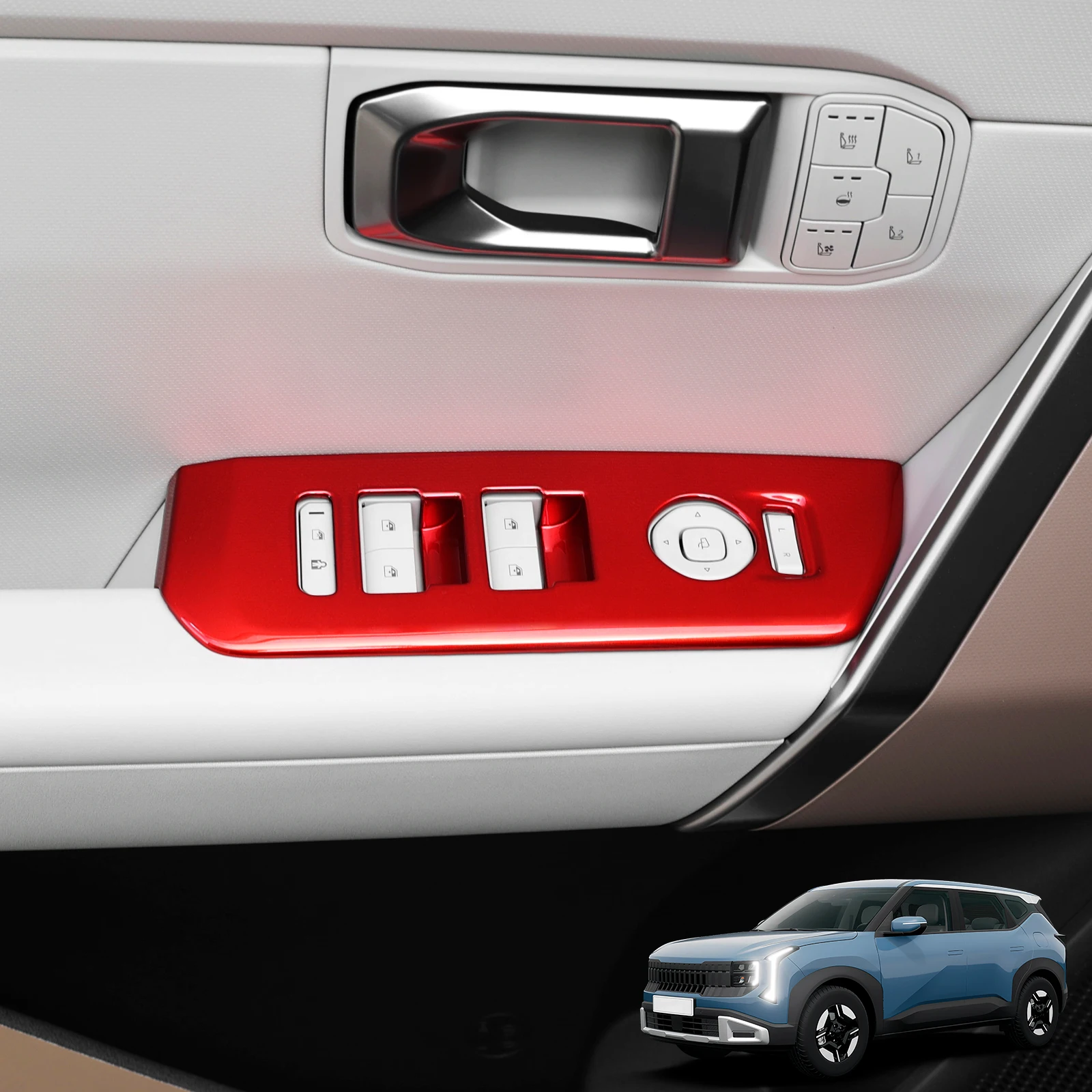 Red For Kia Seltos SP3 2026 2027 High /Base Version Window Switch Decal Cover Door Armrest Button Trim Panel