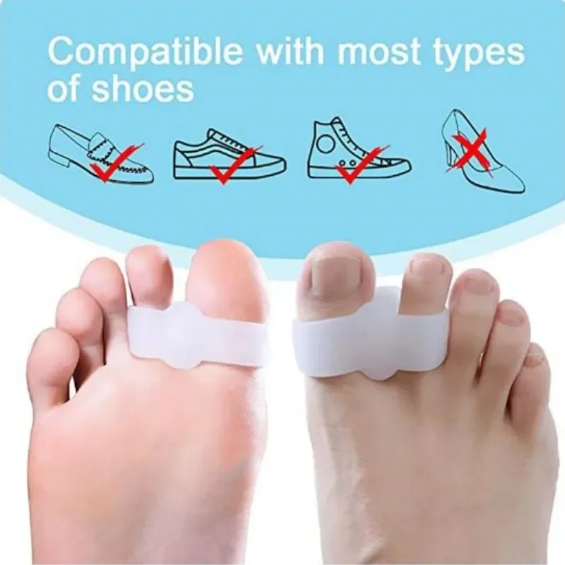 2 uds = 1 par de silicona dos Gel Protector de dedo del pie agujero separador de dedos juanete ortopédico Hallux Valgus guardia alisador pedicura