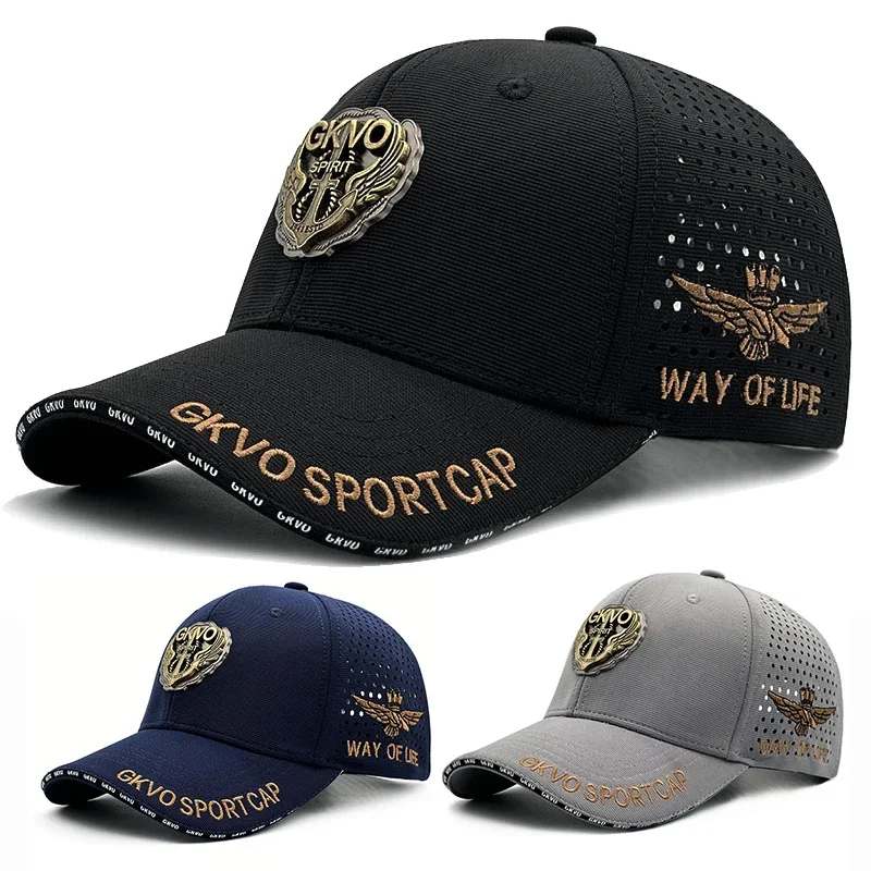 Extra Wide Fit Men's Baseball Cap Summer Mesh Breathable UPF50+ Sun Hat Outdoor Star Patch Design Big Head Adjustable​