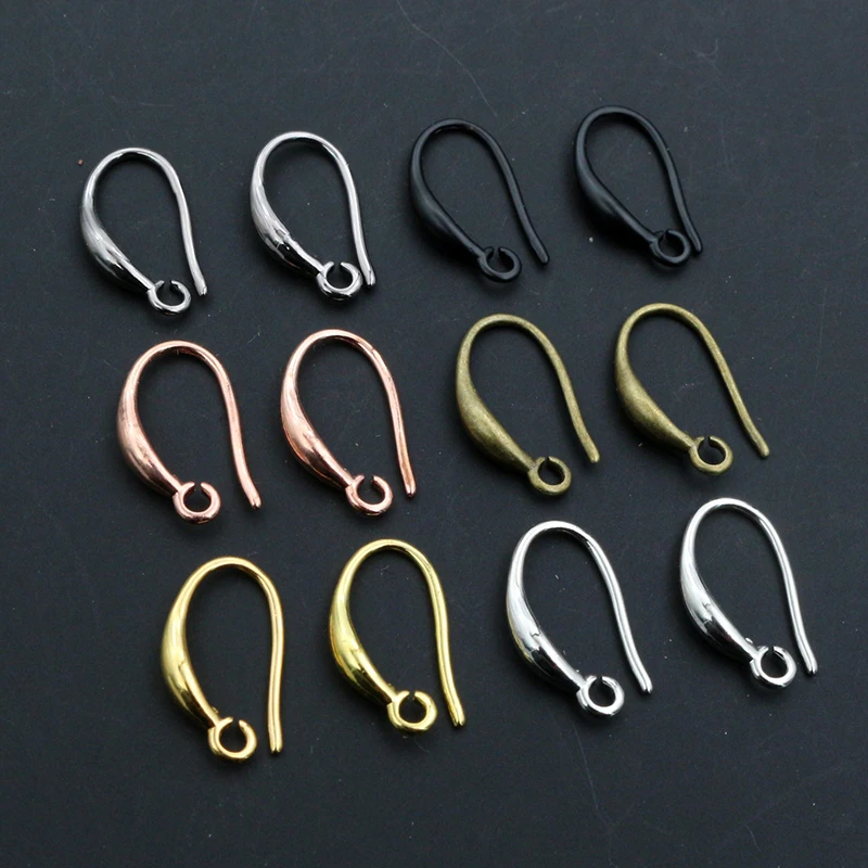 Hohe Qualität 15x9mm 20 stücke klassische 7 Farben plattiert Messing Französisch Ohrring Haken Draht Einstellungen Basis ganzen Verkauf