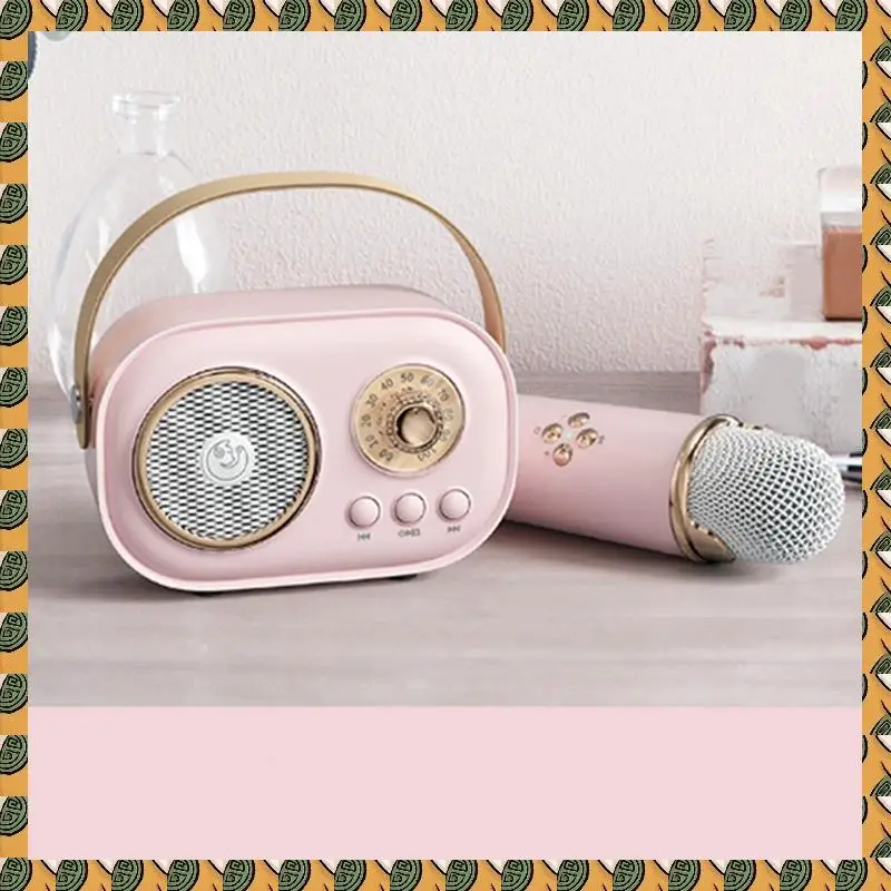 

A77I 3X Мини Беспроводной Bluetooth Аудио Домашний Пение Караоке Встроенный Микрофон Динамик Стерео Домашний КТВ Набор Розовый