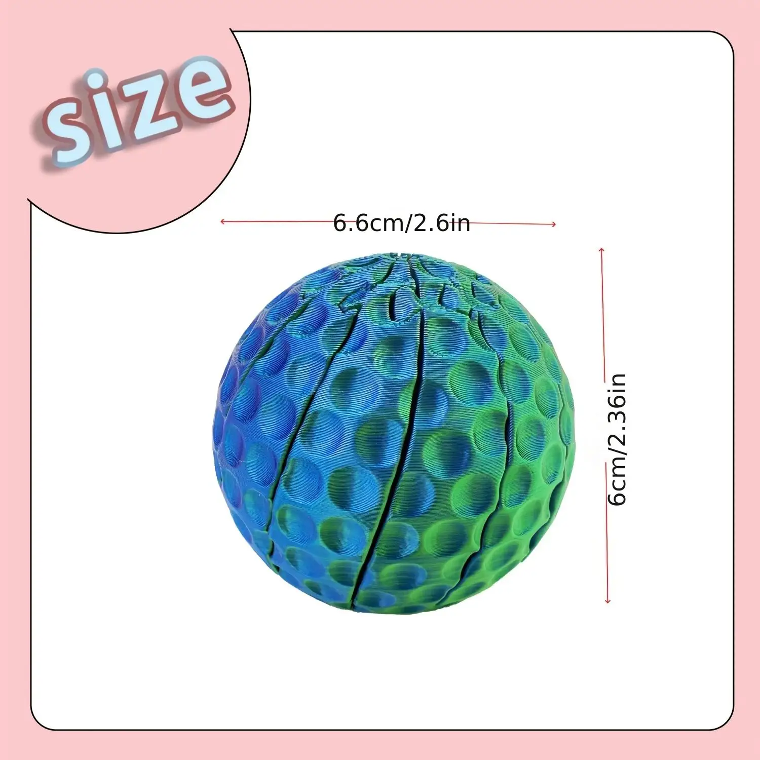 3D printed golf ball-shaped slime toy, a fun desktop ornament for home, helps relieve stress and is suitable as a unique gift.