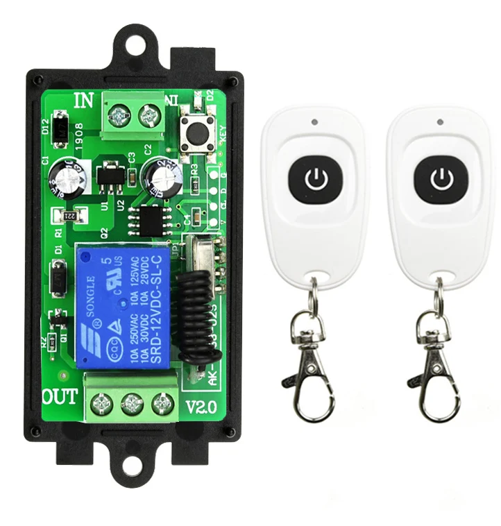 DC12V 24V 1CH Remote Kontrol Nirkabel Saklar Lampu LED Output Relai Pengendali Radio Pemancar RF dan Penerima 433 MHz