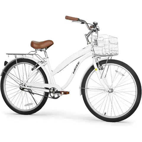 WEIZE Beach Cruiser Bike, 24 & 26 inch Commuter Bicycle for Adult Men and Women,High-Carbon Steel/Front & Rear Fenders