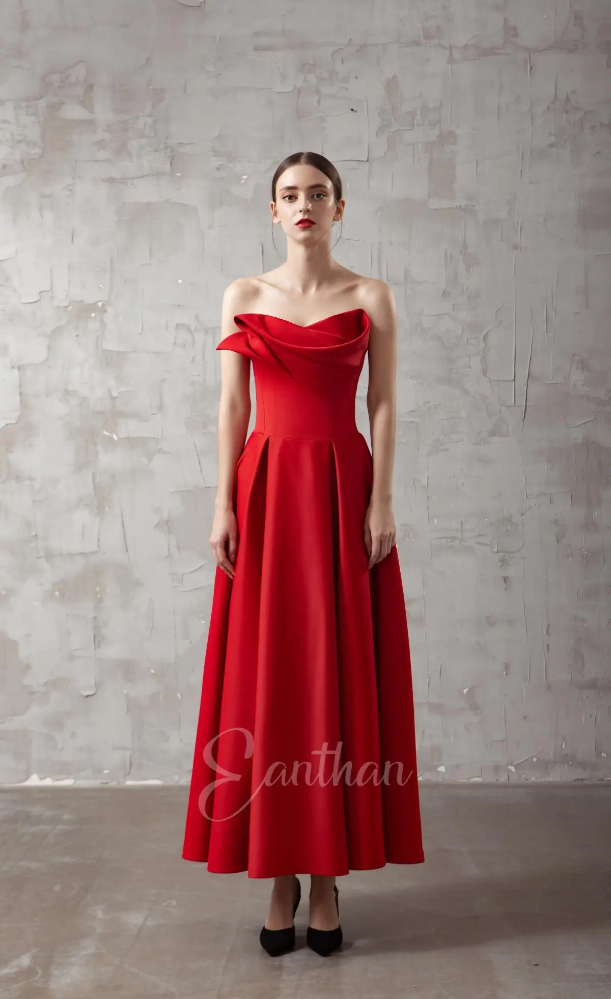 Robe de cocktail rouge Real Pic pour femme, robe de soirée éducative, robe sans bretelles en satin fibré, robe de soirée plissée et drapée, robe Aline