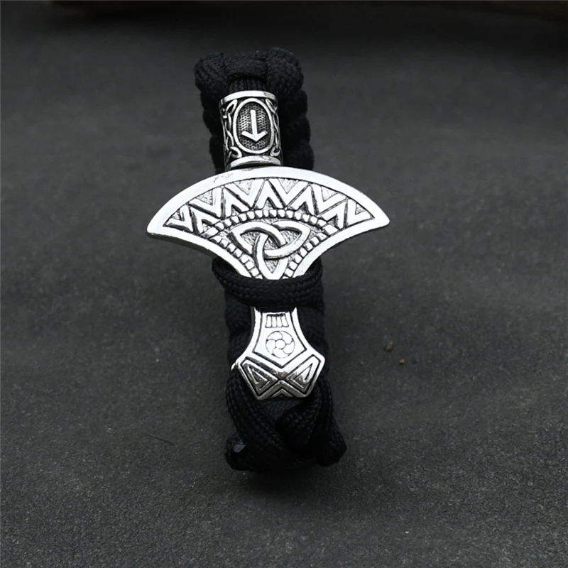 Mjolnir Viking Runes Beads Scandinavian Norse Celt Axe Bracelet Nordic Rune Ax Wristband Bangle For Men Amulet Talisman Jewelry