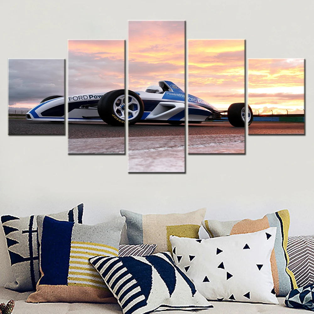 5 Pieces Wall Art Poster 2011 Ford Sky Formula 1 Racing Car Decor Picture Print Living Room Bedroom Mural Decorative Framework