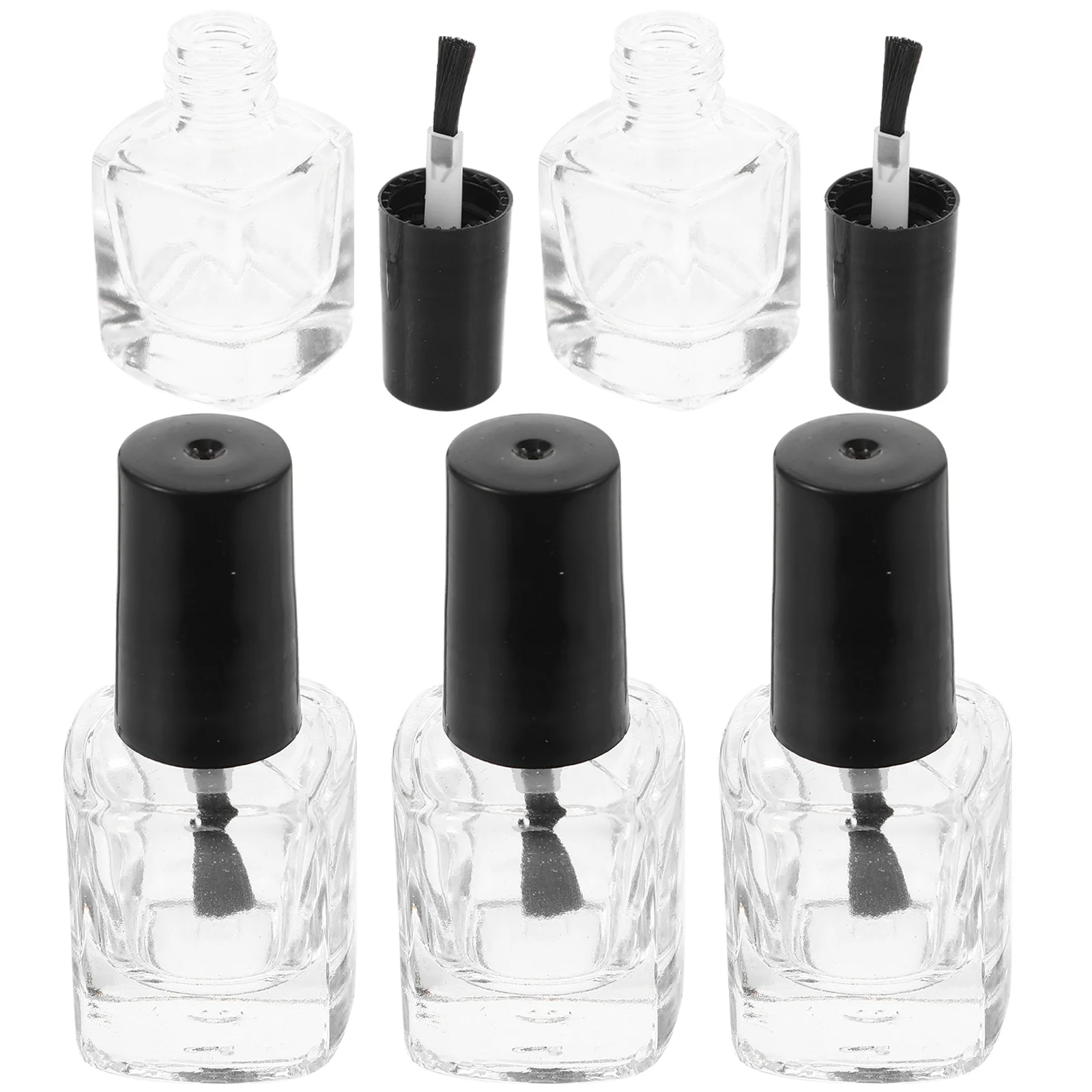 5 قطعة 5 مللي زجاجة طلاء الأظافر الفارغة فرشاة ممتازة داخل حاوية مربعة من الزجاج الشفاف لتقوم بها بنفسك مسمار الفن المحمولة تصميم مانع للتسرب