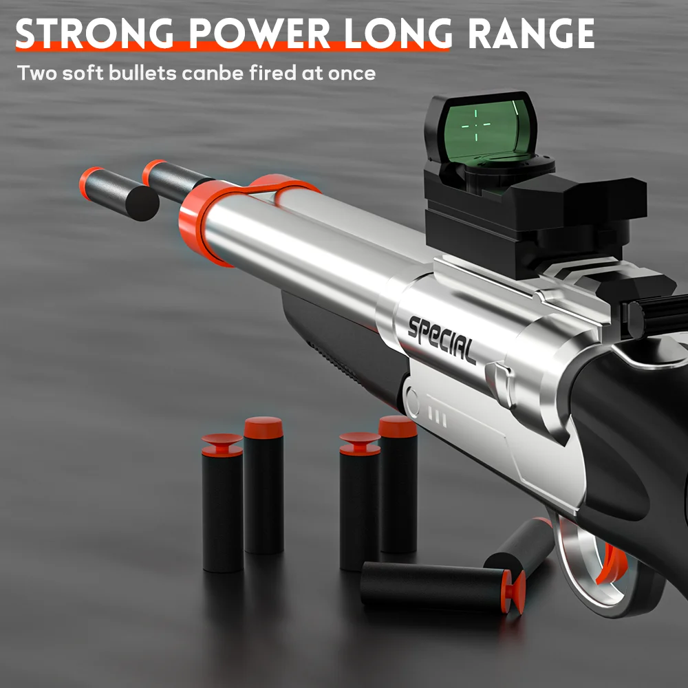 Speelgoedpistool Zachte kogels, geweer Kort dubbel vat Shotgun Speelgoed Schuimblasters met EVA-darts, schietspellen Onderwijs speelgoedmodel