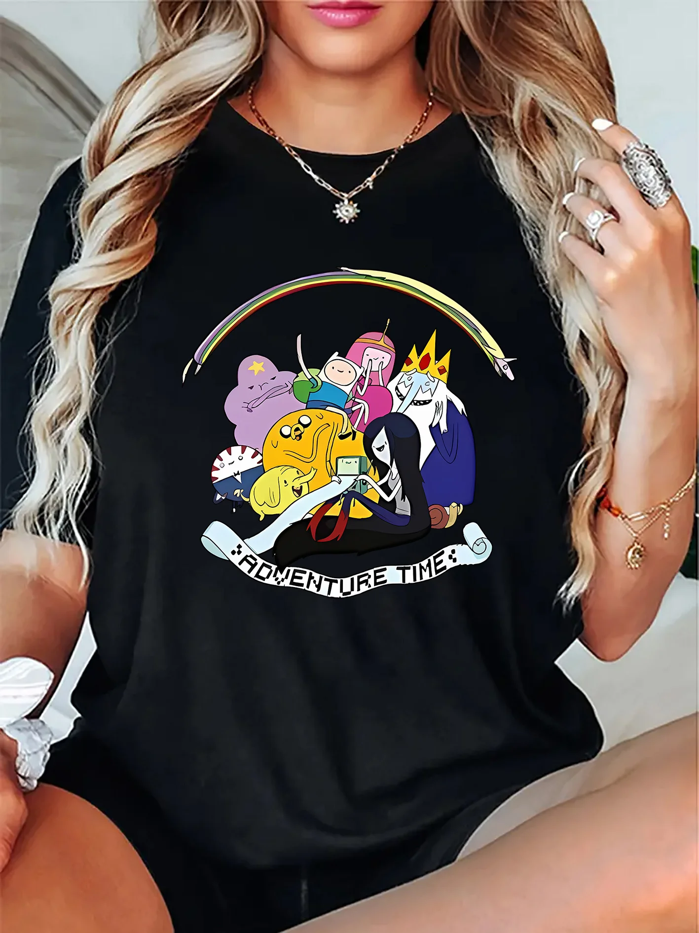 

Adventure Time Graphic Printing Summer Autumn Winter Cotton Men and Women T-shirt Short Sleeve Luxury Outdoor Sports Brand