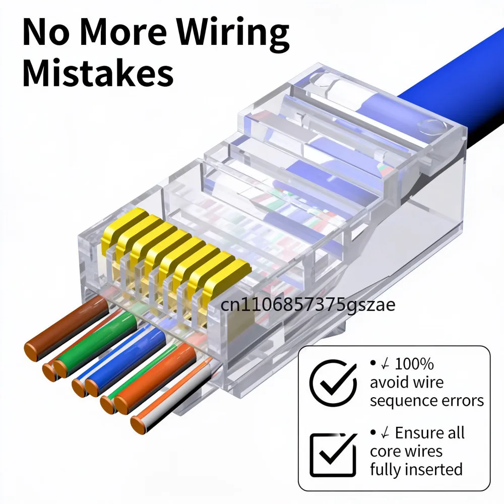10/50/100PC CAT6E up and down Through-Hole Crystal Head RJ45 Connector Network Unshielded Double Row Perforated Crystal Head