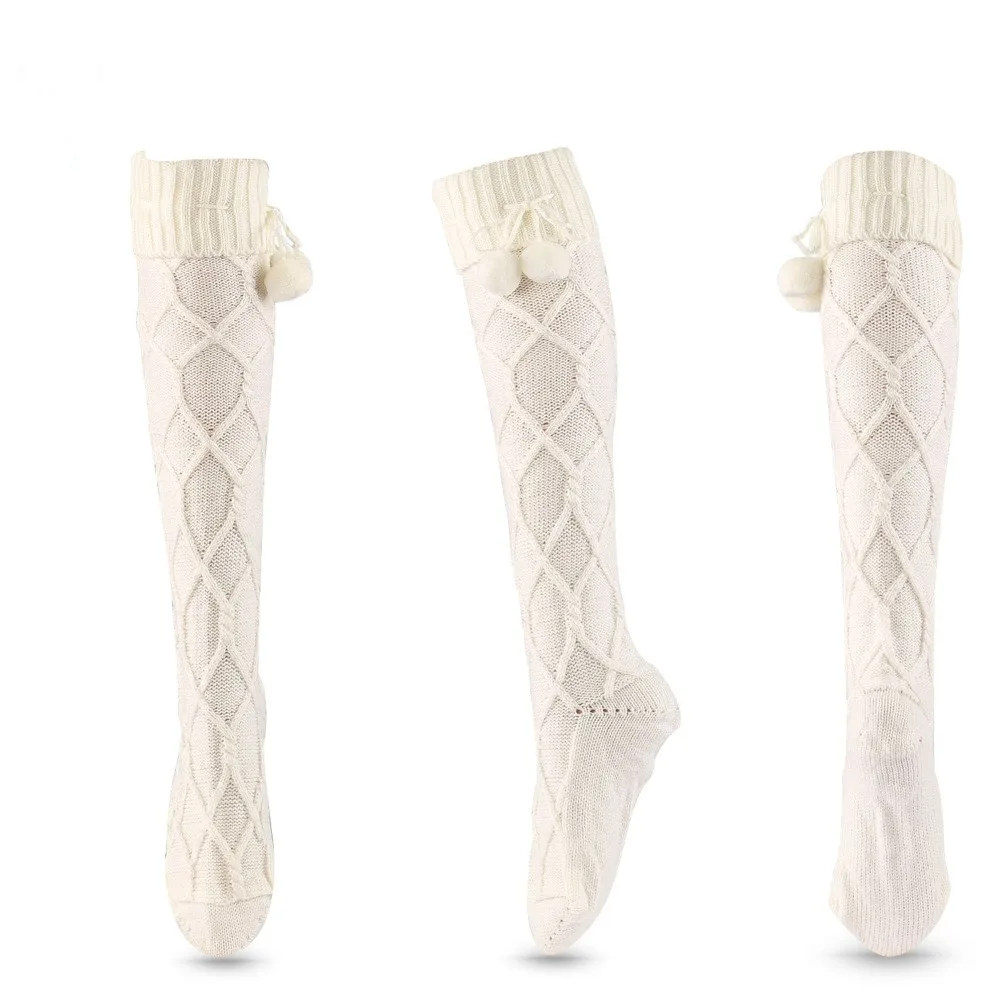 

1 пара длинных носков Y2K длиной 60 см, вязаные однотонные гетры выше колена, теплые напольные носки, зимние для женщин