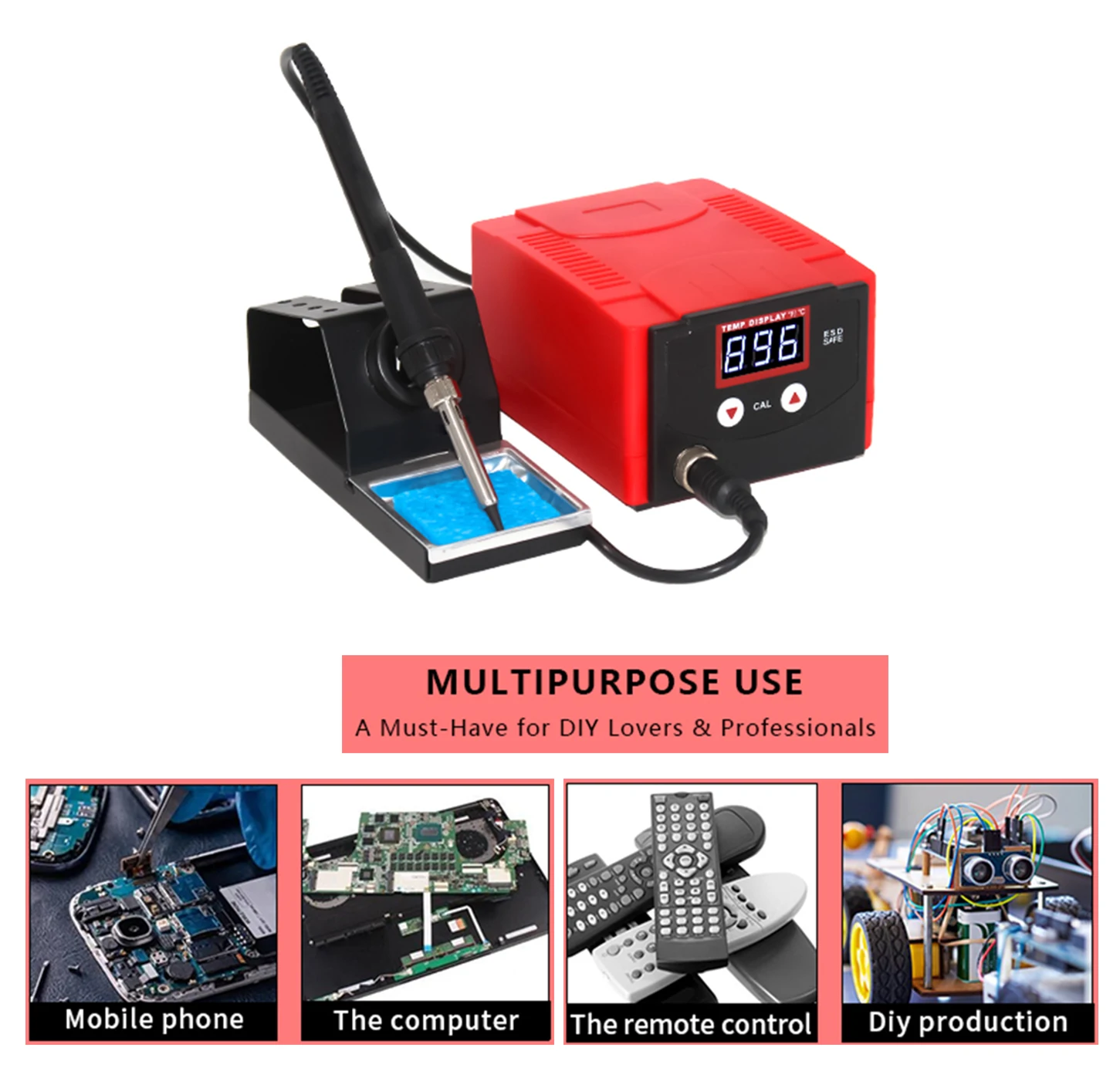938D 70W digitale soldeerboutstationkit met precisiewarmteregeling, ingebouwde transformator, ondersteuning voor automatische slaap- en kalibratie