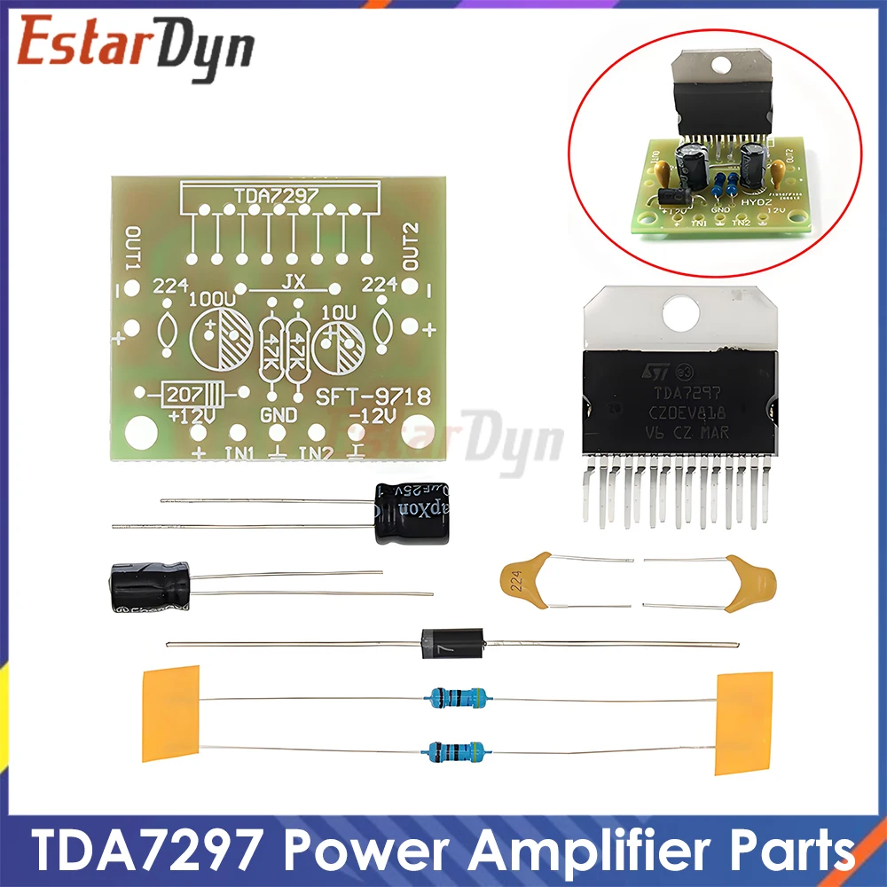 TDA7297 15W+15W Amplifier Board Kit DIY Audio Module DC 12V Power for Stereo Speaker Project