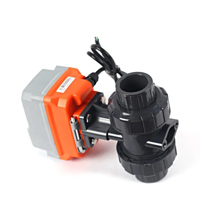 Válvula de esfera motorizada elétrica de união dupla, controlador de pvc, 12v, 220v, 2 vias, válvula de esfera motorizada, atuador elétrico de água para água