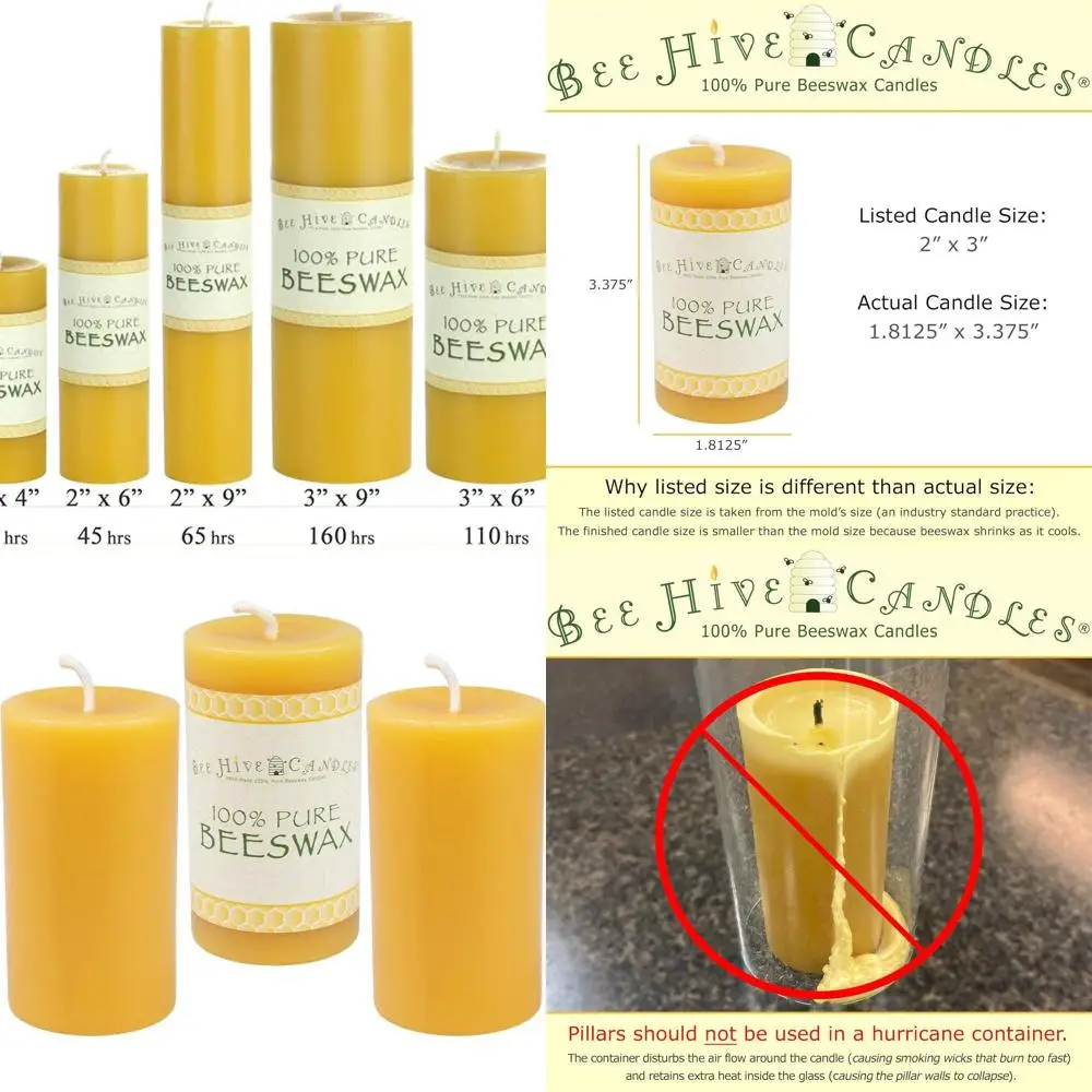 

100% Pure Beeswax Pillar Candle (2" x 3" (3-Pack)) | Natural Beeswax Candles | Soy, Paraffin & Fragrance Free | Handmade in The