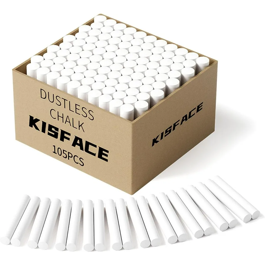 105PCS White Chalk Dustless for Chalkboard Blackboard Stick Bulk NonToxic Chalk Ideal for School Office and Home Use with Clean