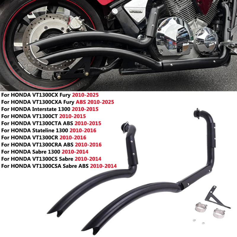 Slip On Full Motorcycle System Exhaust Escape Pipe For HONDA VT1300CX VT1300CXA VT1300CTA Fury ABS VT1300CT VT1300 2010 - 2025