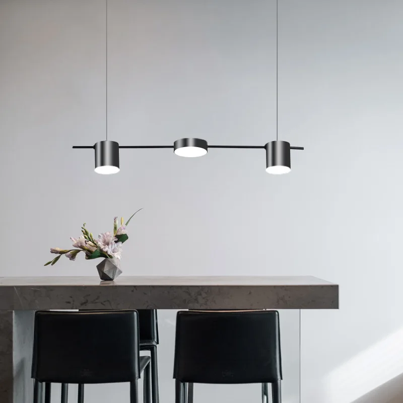 Moderne minimalistische LED-Deckenpendelleuchte für Wohnzimmer, Küchenpendelleuchte, kreative dimmbare Innenbeleuchtung, Gold/Schwarz