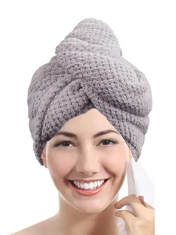 Serviette pour cheveux de couleur unie, bonnet pour cheveux secs texturés, 9.8 "X 25.5", serviette absorbante pour femmes boutonnées