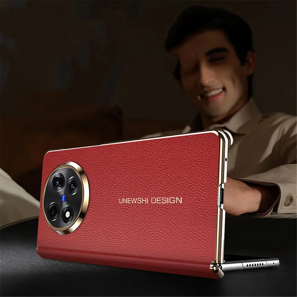 

Роскошный чехол из воловьей кожи с магнитным двойным шарниром для Vivo X Fold5, деловой чехол