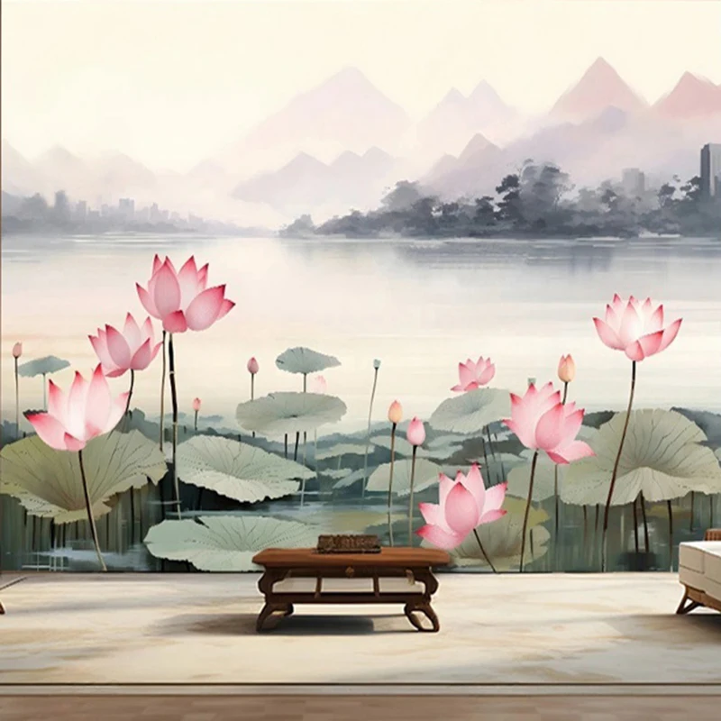 Chinese Style Lotus Pattern Wallpaper Custom Size Photo Landscape Mural Home Decor Wall Paper For Living Room Bedroom Background