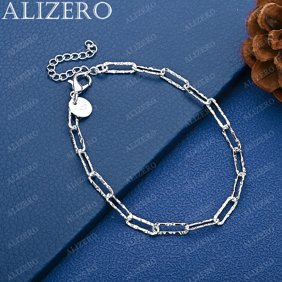 

ALIZERO New 925 Sterling Silver Shiny Link Chain Bracelets For Women Girl Fashion Accessories Trend Jewelry Gift