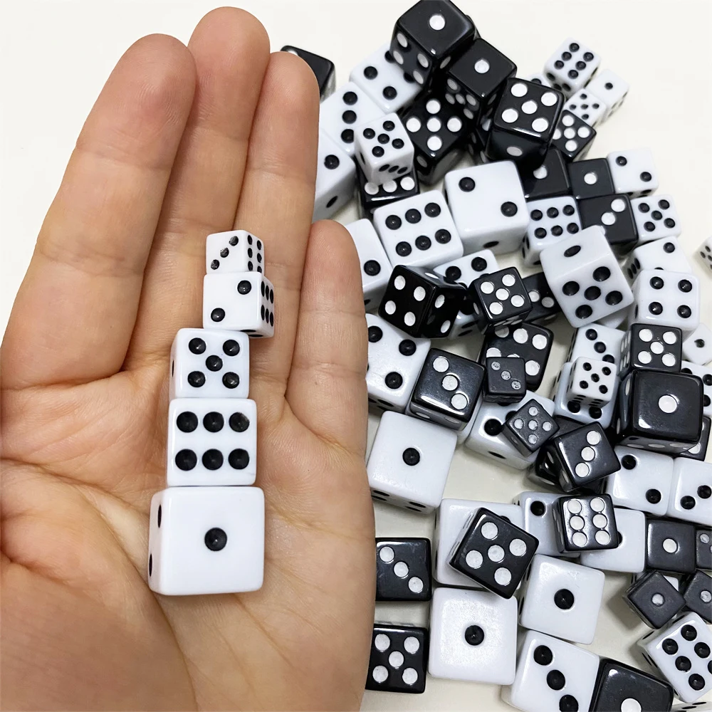10Pcs 8/10/12/14/16mm D6 Right Corner Game Point Dice Acrylic Dices for Tabletop Game Gambling Entertainment Party