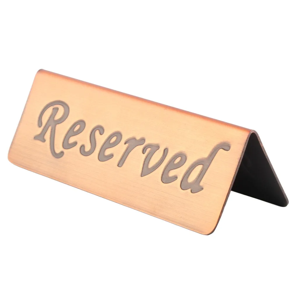 Stainless Steel Reserved Table Sign Elegant Durable Reserved Seating Sign Bronze Finish Reusable Table Tent Card Wedding Events