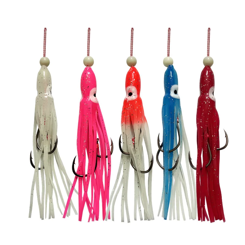 

5pcs Squid Skirts Fishing Hooks Glow Octopus Inchiku Jig Slow Fast Jigging Metal Falling Saltwater Bait Pesca Assist Tackle