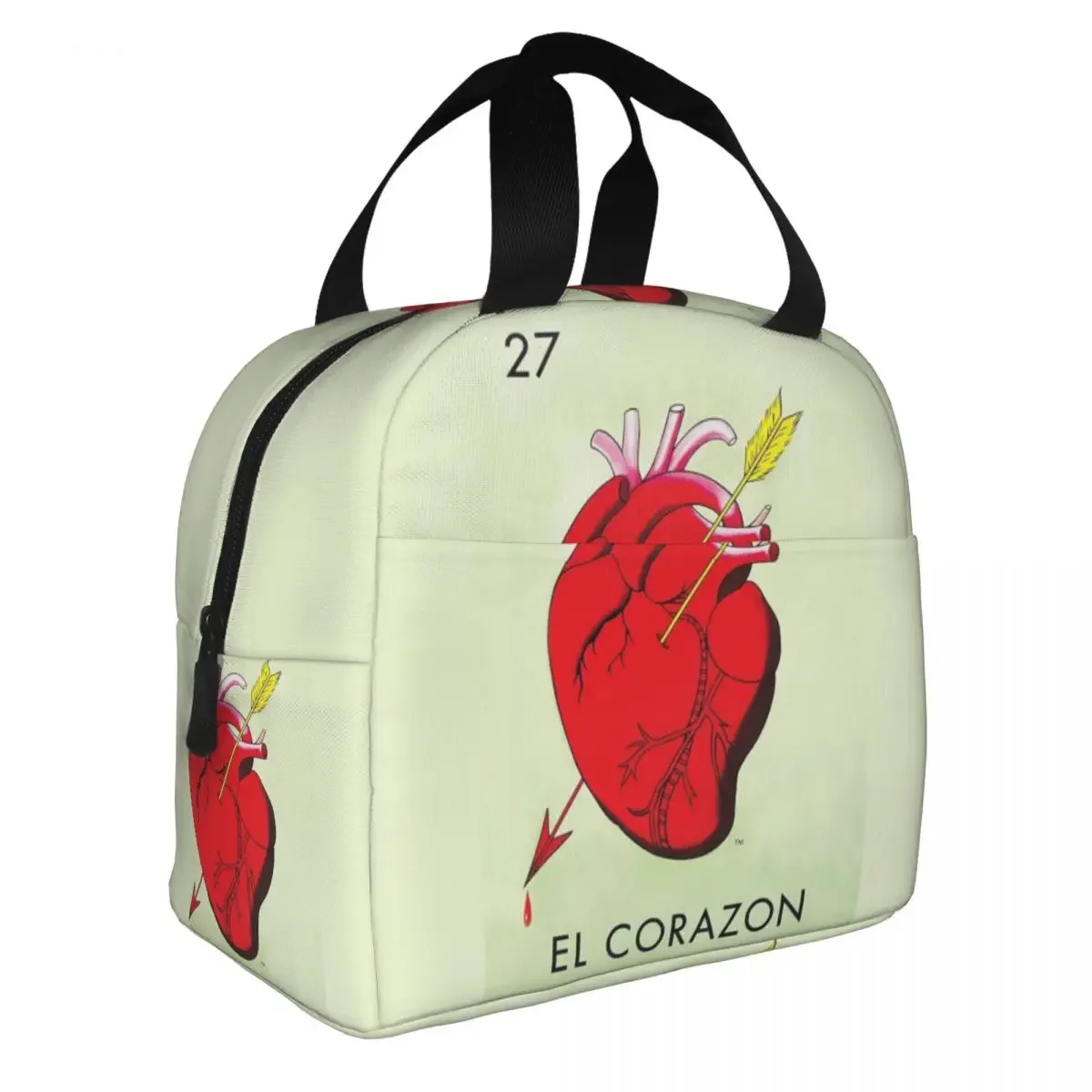 Custom El Corazon Heart Loteria Card Mexican Bingo Lottery Insulated Lunch Bags for Women Resuable Thermal Cooler Bento Box