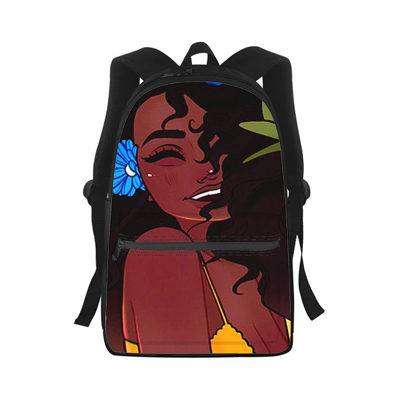 Black Girl Painting Pretty Backpack para homens e mulheres, 3D Print, Fashion Student School Bag, Laptop Backpack, Kids Travel Shoulder Bag