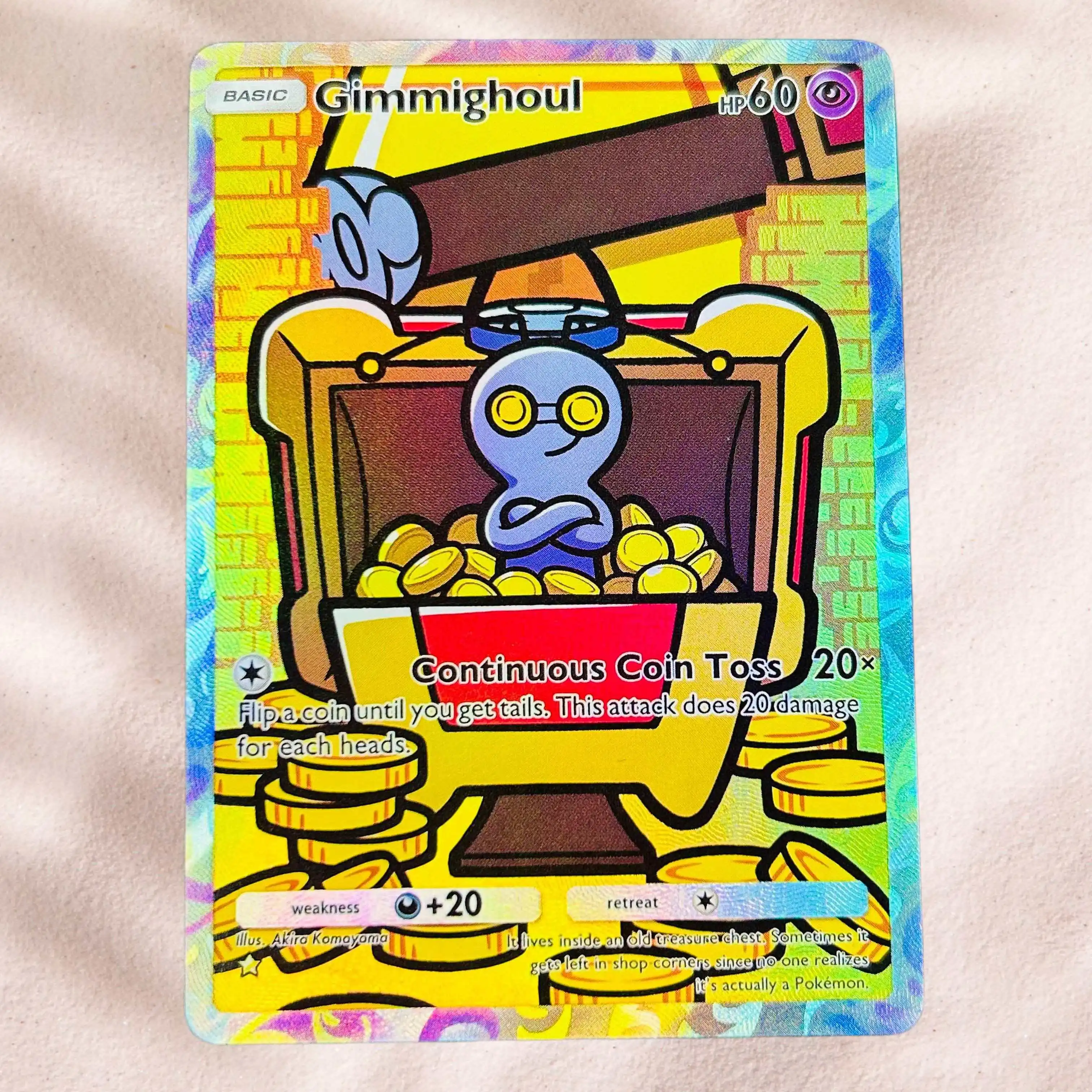 

DIY Pokemon Gimmighoul Holographic Texture English Version Premium Anime Collection Card Perfect Condition
